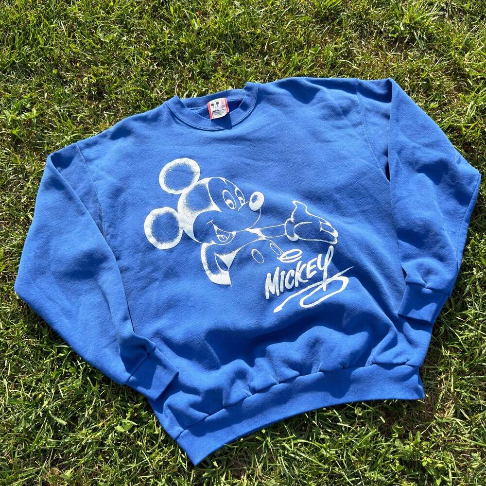 Vintage 90s Disney Designs Mickey Mouse Blue Crewneck Sweatshirt Made in USA